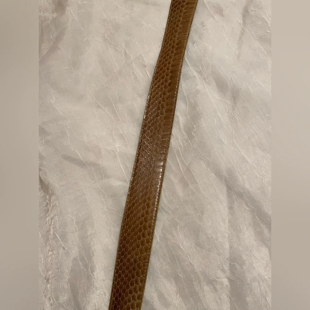 Vintage genuine snake skin arrow gold buckle belt L